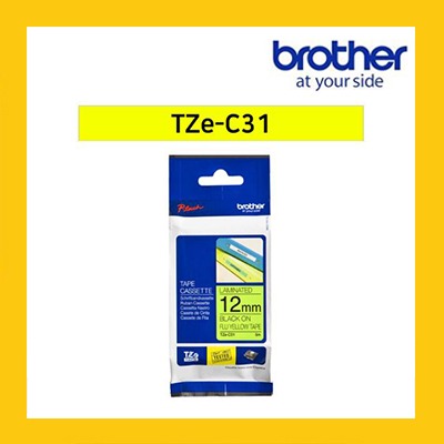 브라더 정품 라벨테이프 TZ/TZe-C31 (12mm) 형광노랑바탕/검은글[5M]